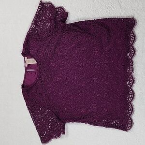 Philosophy Republic Clothing Plum Short Sleeve Lace Top